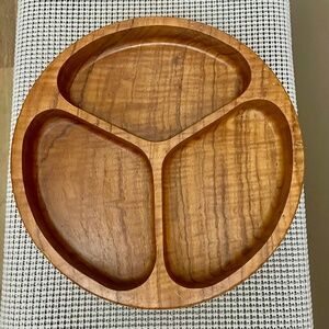 Vintage Teak Wood Divided Serving Dish Dolphin Thailand